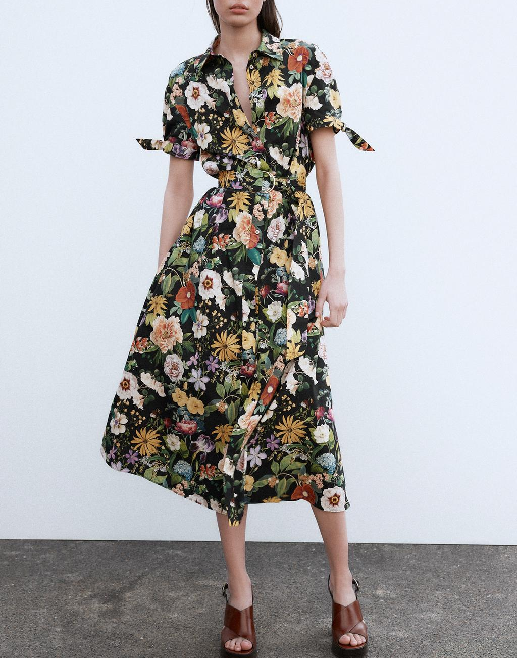 Floral Printed Poplin Mistletoe Dress