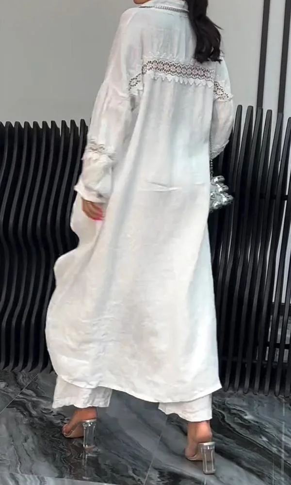 Irregular Hem Long Sleeve Top And Pants Set