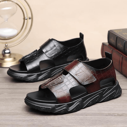 Water-repellent genuine leather men's casual sandals