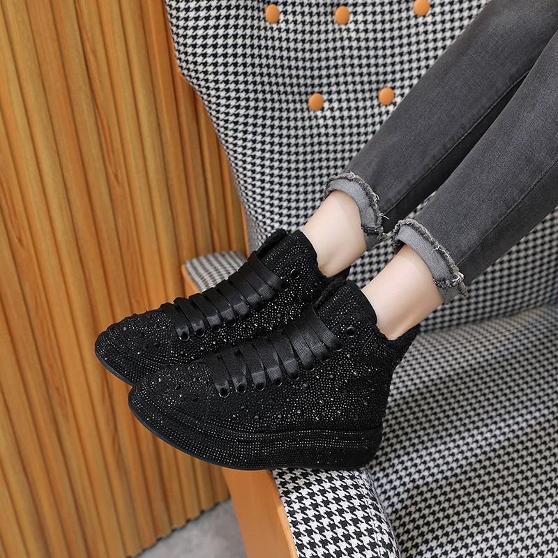 Black Fashionable Rhinestone Casual Women's Shoes