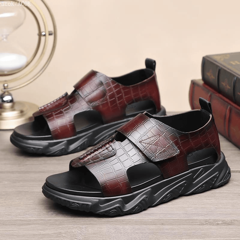 Water-repellent genuine leather men's casual sandals