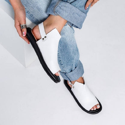 Leather soft sole buckle sandals