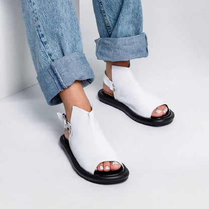 Leather soft sole buckle sandals