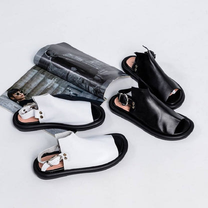 Leather soft sole buckle sandals