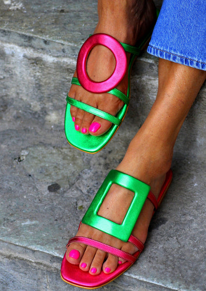 Chic and vibrant glossy casual flats