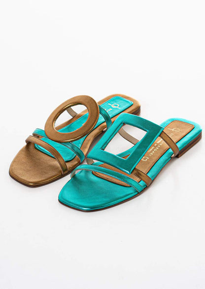 Vibrant Metallic Leather Sandals