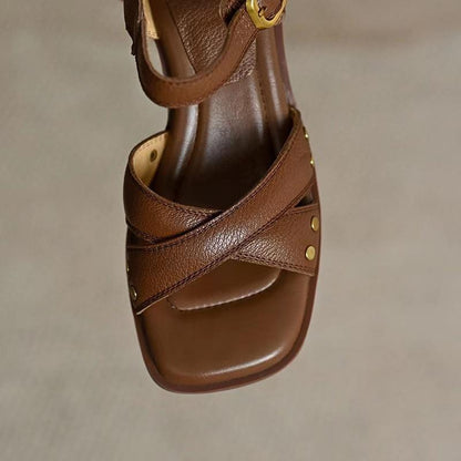 French medium heel open toe sandals