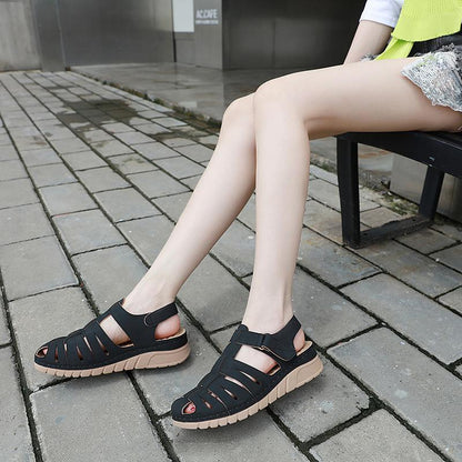 Velcro non-slip wedge heel toe shoes