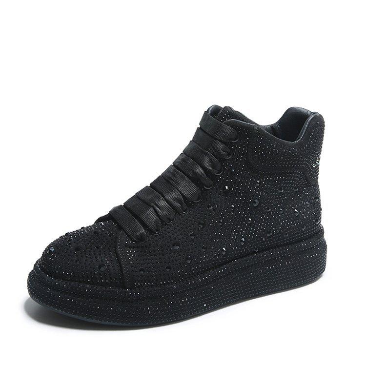 Black Fashionable Rhinestone Casual Women's Shoes