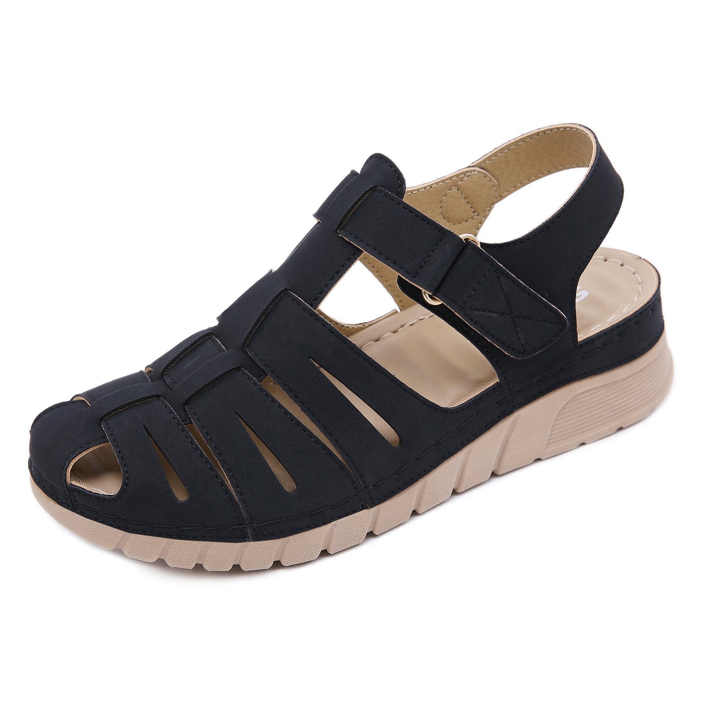 Velcro non-slip wedge heel toe shoes