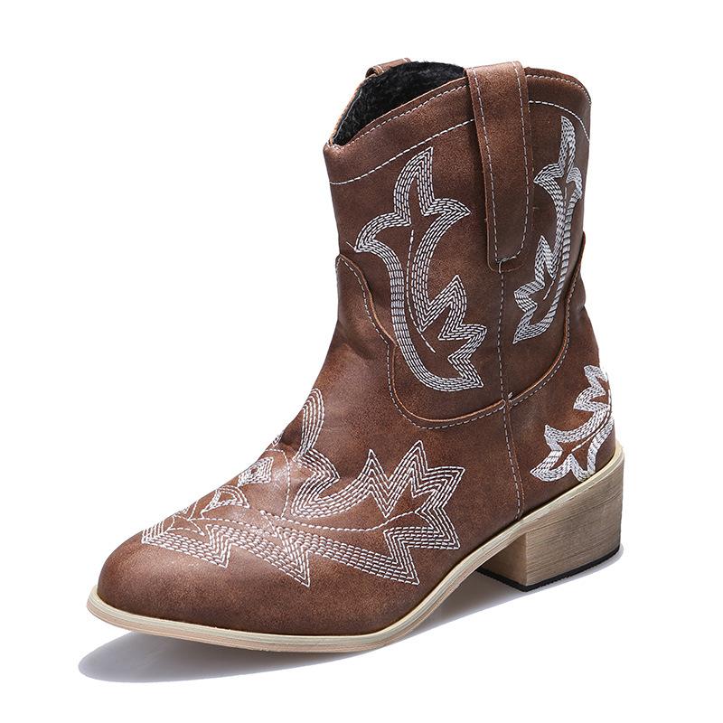 Ethnic leather casual women's boots