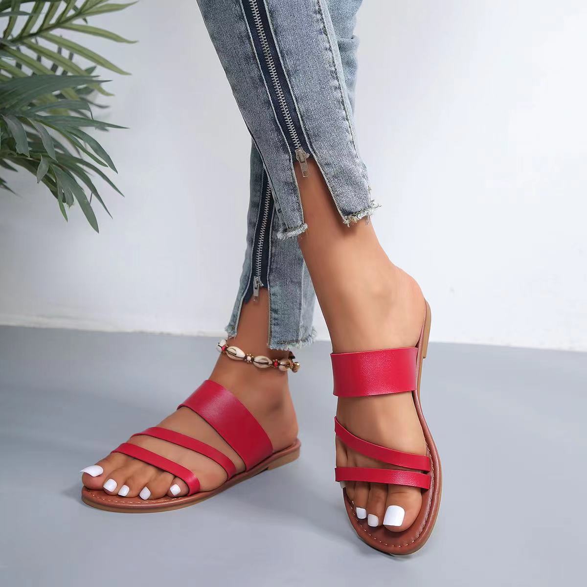 Round toe open toe sandals