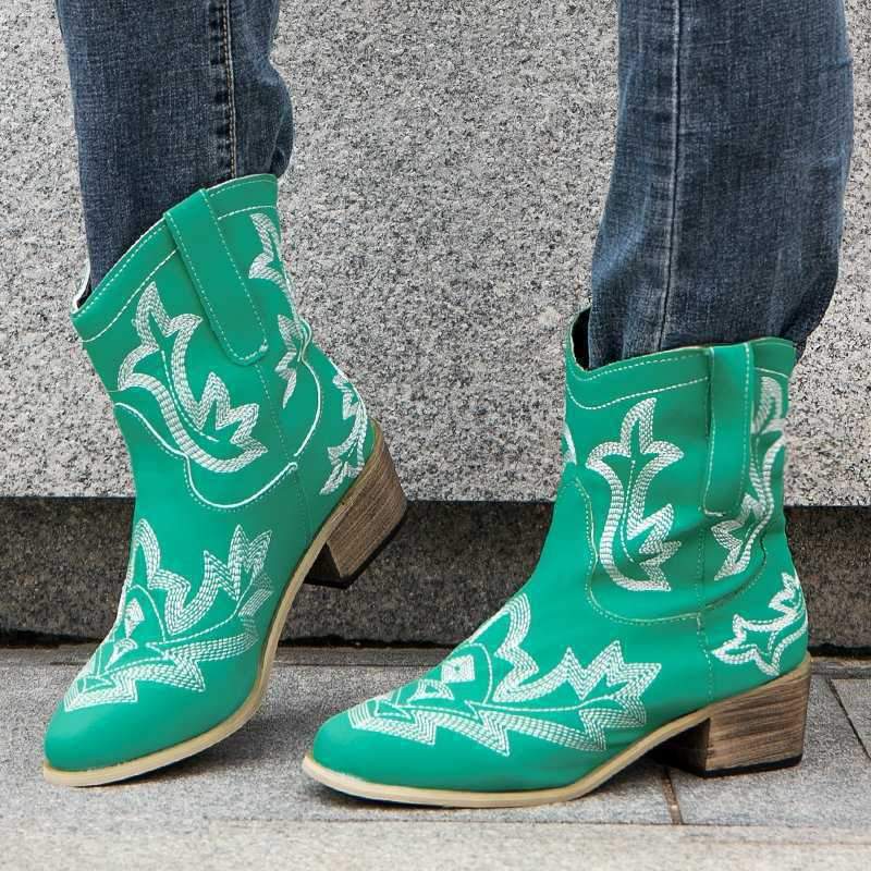 Ethnic leather casual women's boots