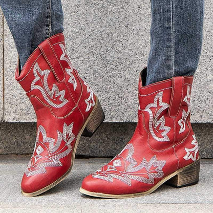 Ethnic leather casual women's boots