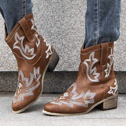 Ethnic leather casual women's boots