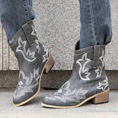 Ethnic leather casual women's boots