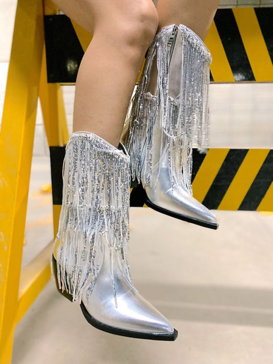 The Fringed Silver Cowboy Boots